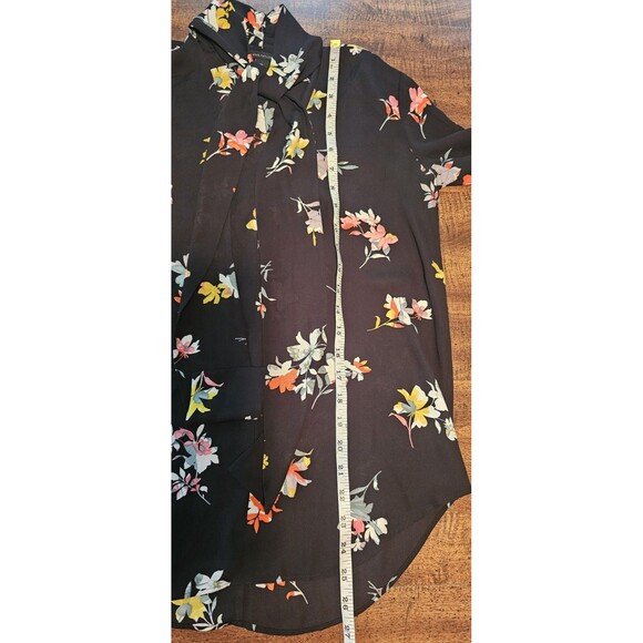 Ann Taylor Neck Tie Semi Sheer Blouse Top Shirt Floral Long Sleeve Floral XS - Picture 11 of 11